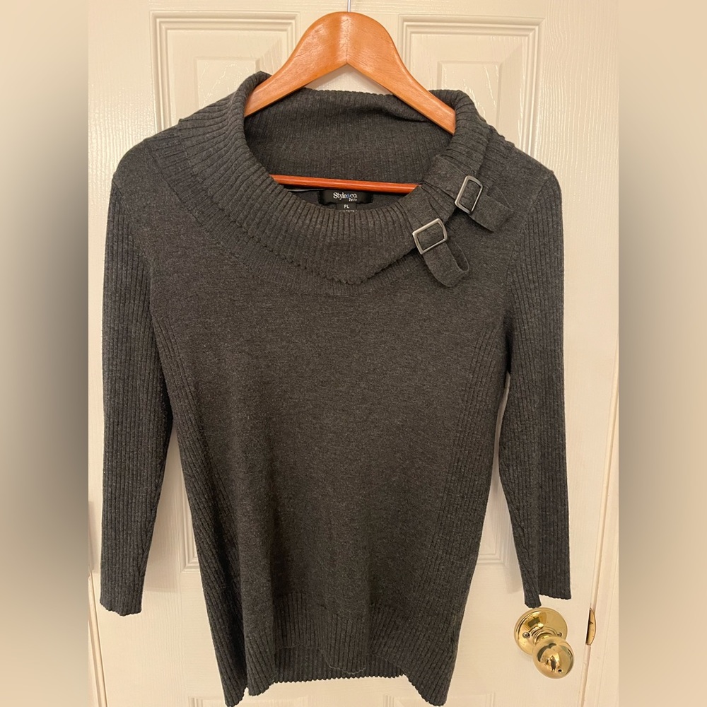 Style & Co grey three-quarter length sweater size petite large